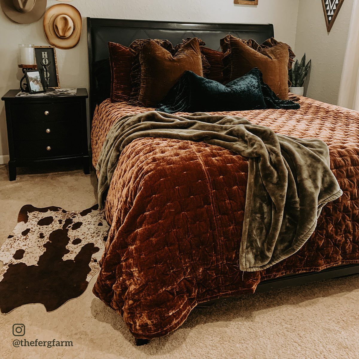 Stella Faux Silk Velvet Quilt (Copper Brown) - Shop The Look