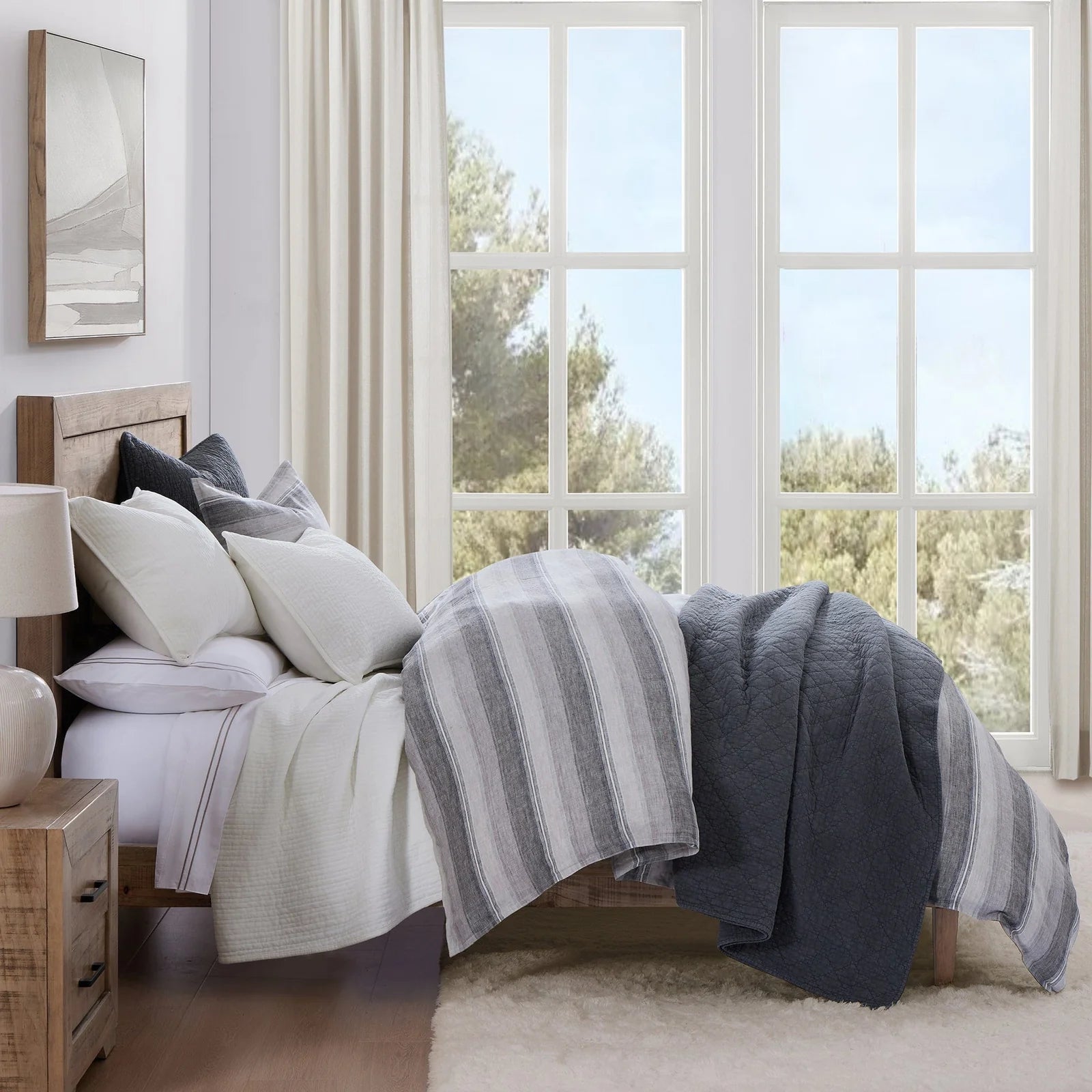 100% Linen Variegated Stripe (Charcoal) - Shop The Look