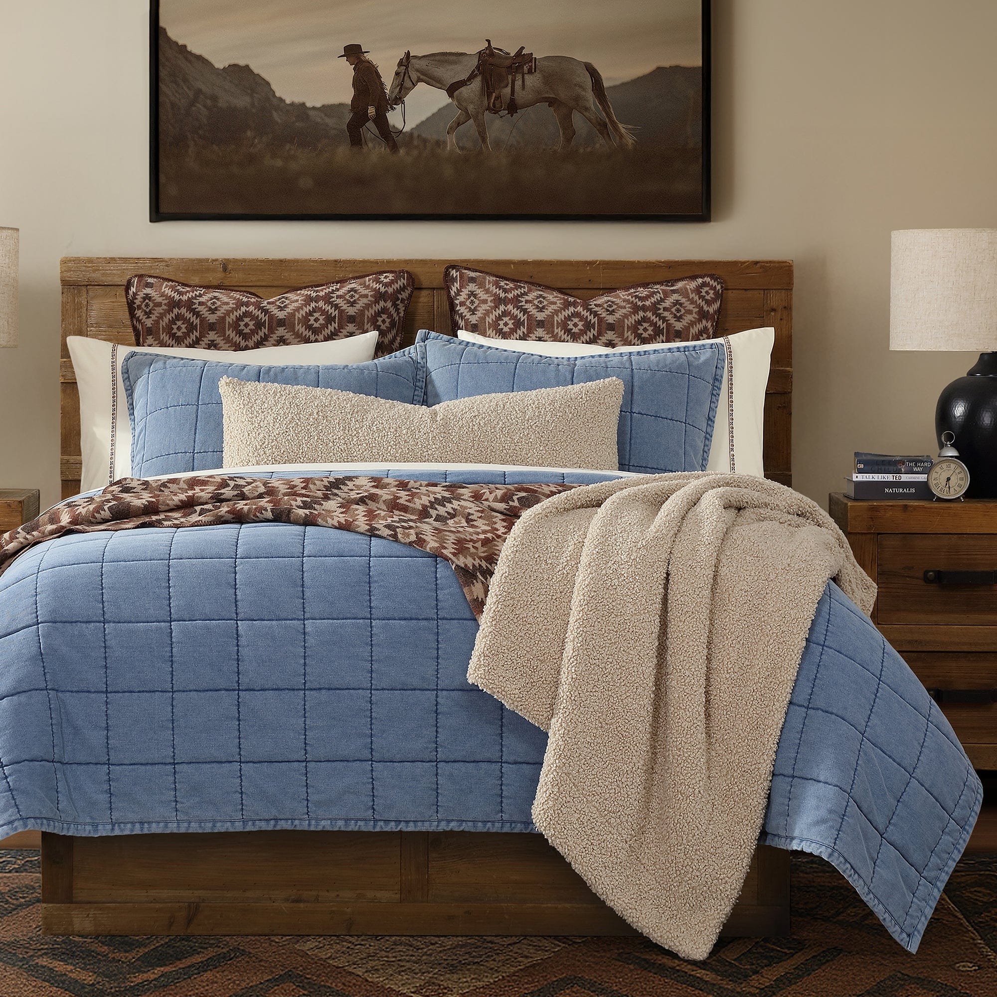 BEAMS SSZ FENCE QUILT JKT ネイビー M Stonewashed Denim Quilt Set | Paseo Road by HiEnd Accents