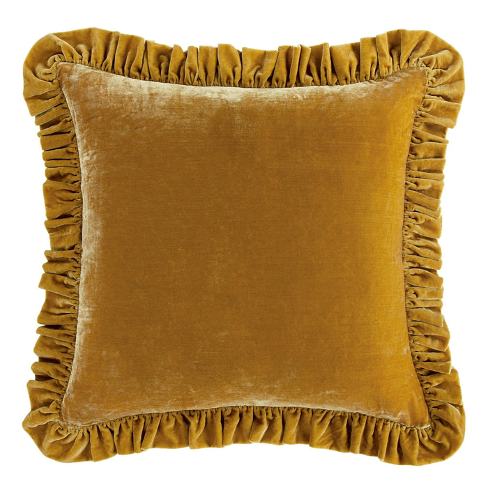 Stella Faux Silk Velvet Ruffled Euro Sham Saffron Euro Sham