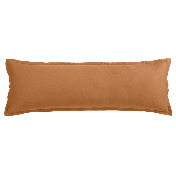 100% French Flax Linen Long Lumbar Pillow Caramel Pillow