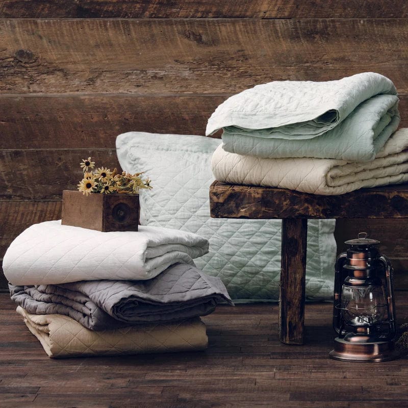 Linen Cotton Diamond Quilt, Full/Queen, 4 Colors Sale-Bedding