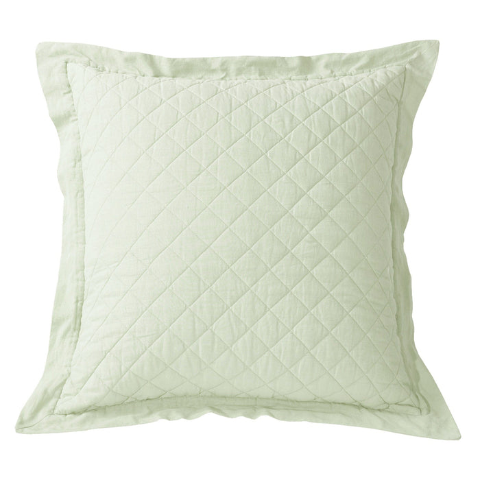 Linen Cotton Diamond Quilted Euro Sham Seafoam Sham