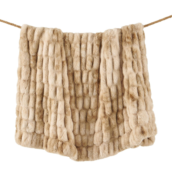 Ruched Rabbit Double-Sided Throw 50"W x 60"L / Cream Throw