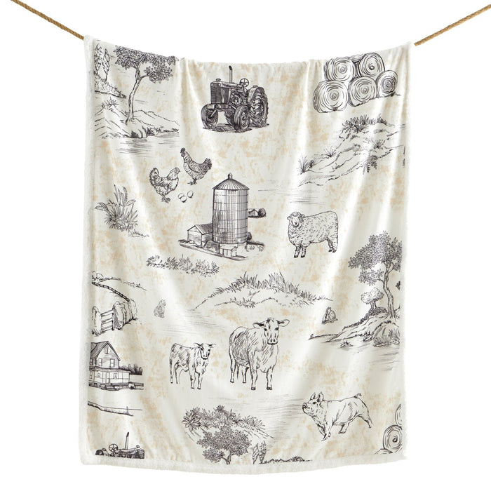 Farm Life Campfire Sherpa Throw Brown Throw