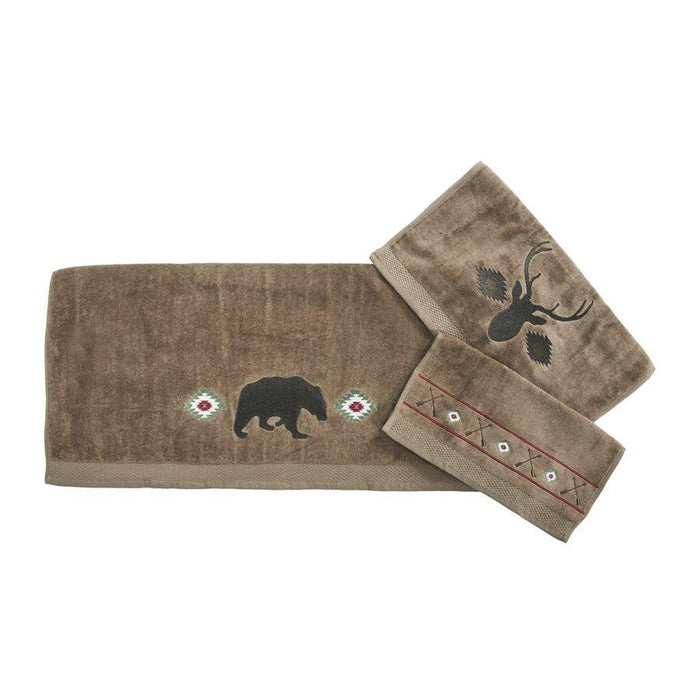 Aztec Bear 3PC Towel Set, Mocha Bath Towel