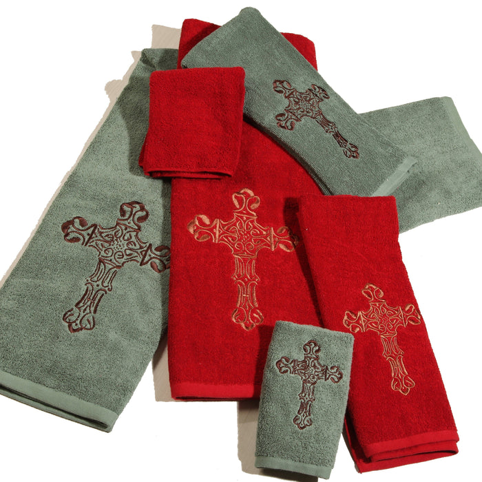 Embroidered Cross 3PC Towel Set Bath Towel
