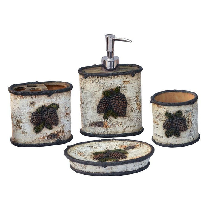 Birch Pinecone 4-PC Bath Countertop Accessory Set Countertop Bathroom Sets