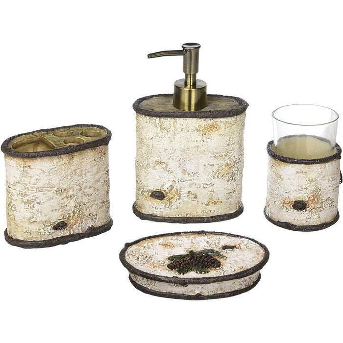 Birch Pinecone 4-PC Bath Countertop Accessory Set Countertop Bathroom Sets