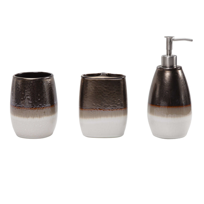 Gilded Stoneware 3PC Countertop Bathroom Set Countertop Bathroom Sets