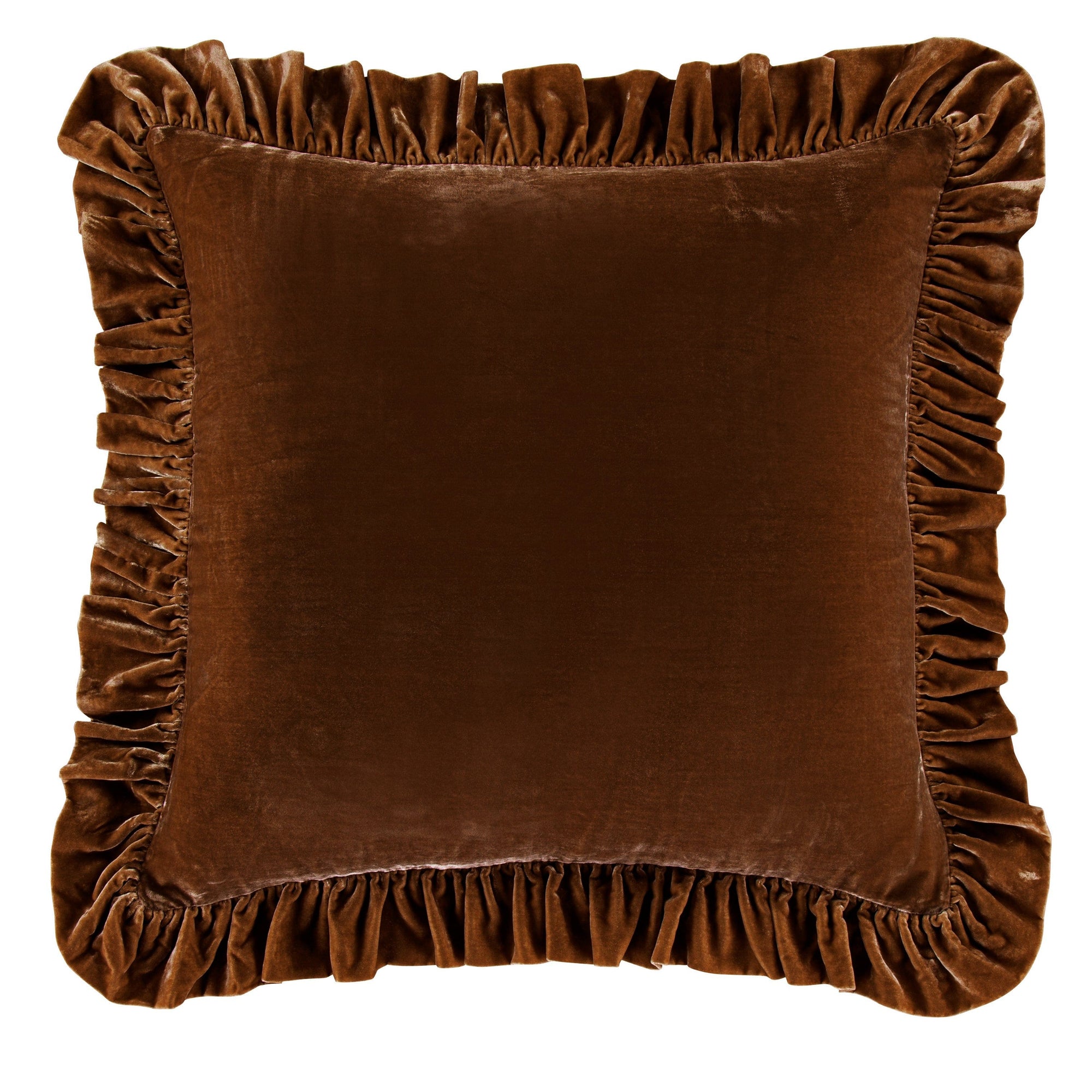 Stella Faux Silk Velvet Euro Sham Copper Brown Euro Sham