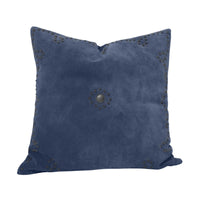 Western Suede Antique Silver Concho & Studded Pillow Navy Leather Pillow