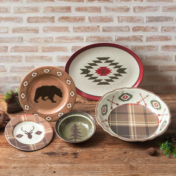 Aztec Bear 14PC Melamine Dinnerware Set Melamine Dinnerware