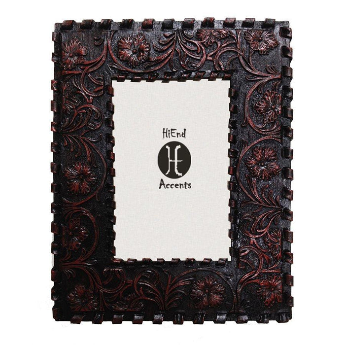 Laced Edge/Tooled Faux Leather Picture Frame, 4" x 6" 4" x 6'' Picture Frame