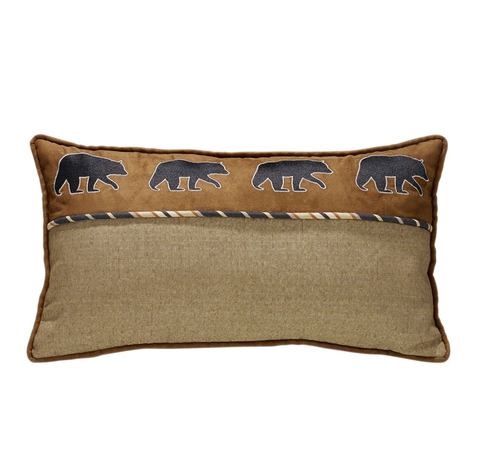 Ashbury Black Bear Lumbar Pillow - Black, Tan & Brown, 15x27 Pillow