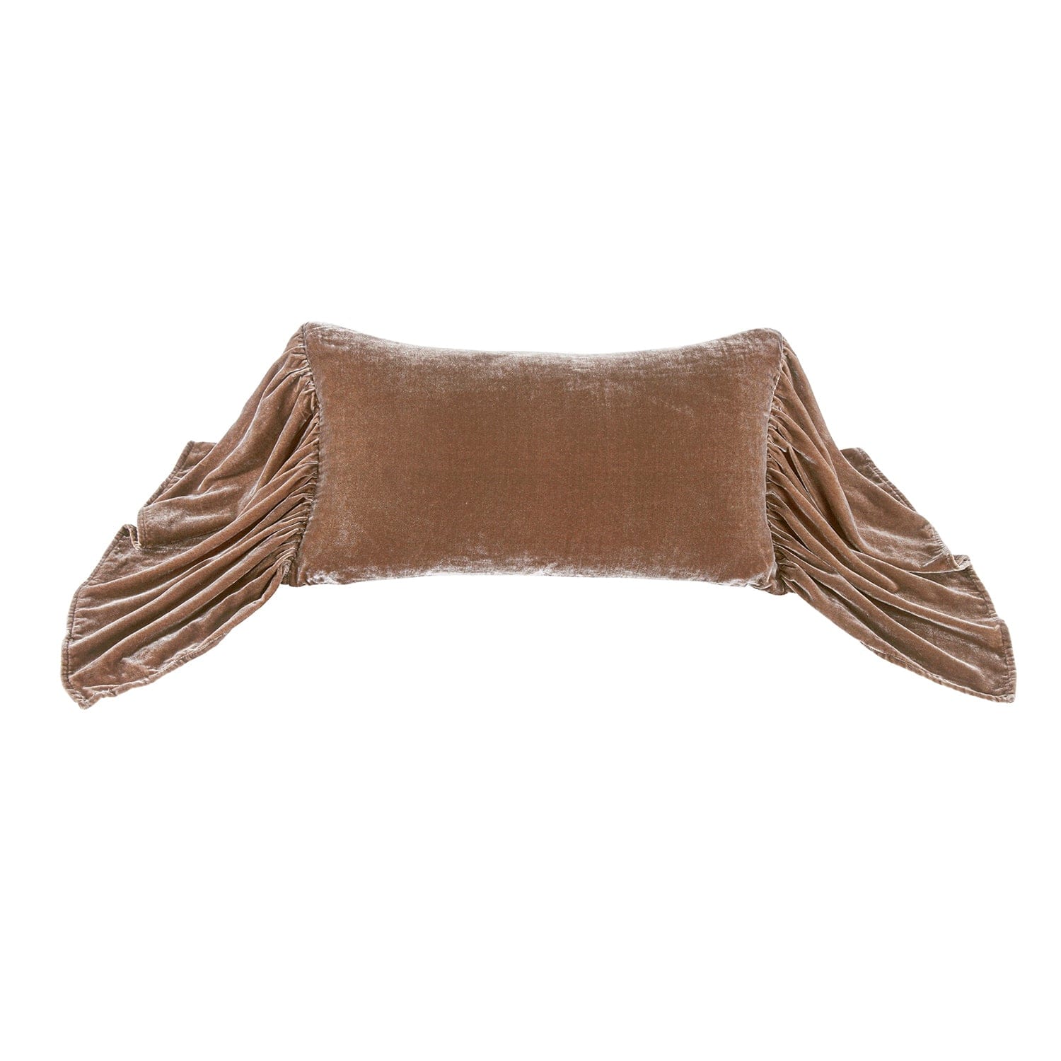 Stella Faux Silk Velvet Long Ruffled Pillow Dusty Rose Pillow