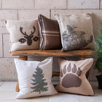 Green Pine Tree On Linen Throw Pillow, 18x18 Pillow
