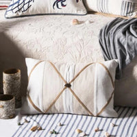 Linen Lumbar Pillow w/ Button Pillow