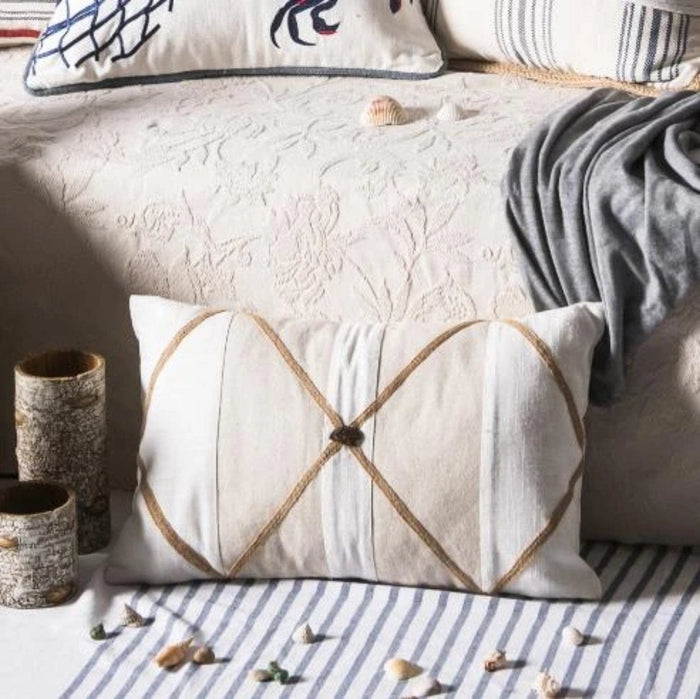 Linen Lumbar Pillow w/ Button Pillow