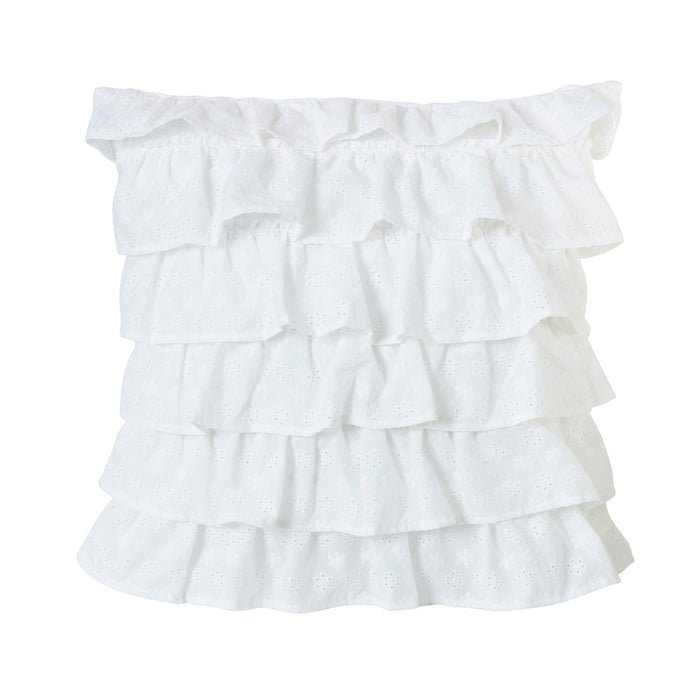 Salado Tiered Ruffled Eyelet Pillow, 18x18 Pillow