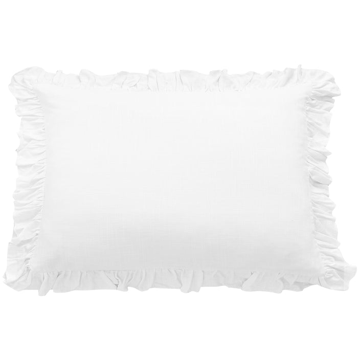 Lily Washed Linen Ruffle Dutch Euro Pillow White Pillow