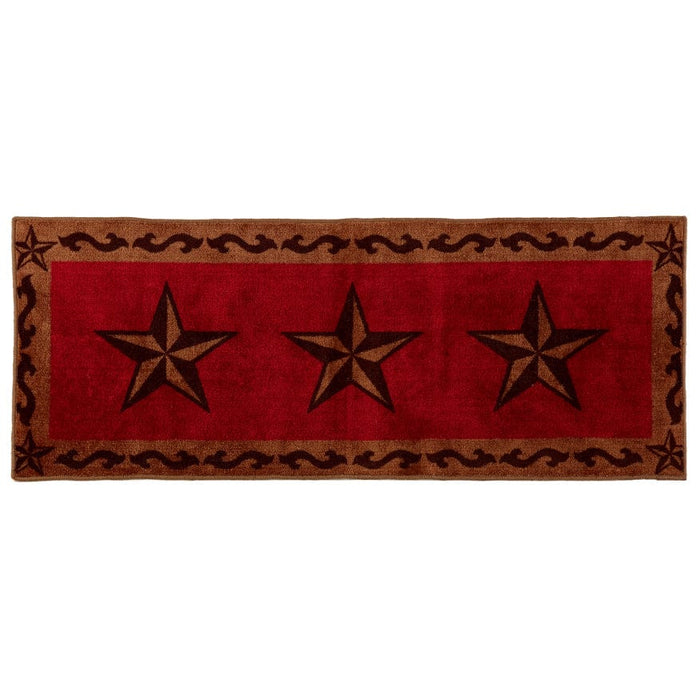 3-Star w/ Scroll Motif Kitchen/Bath Rug - Red Rug