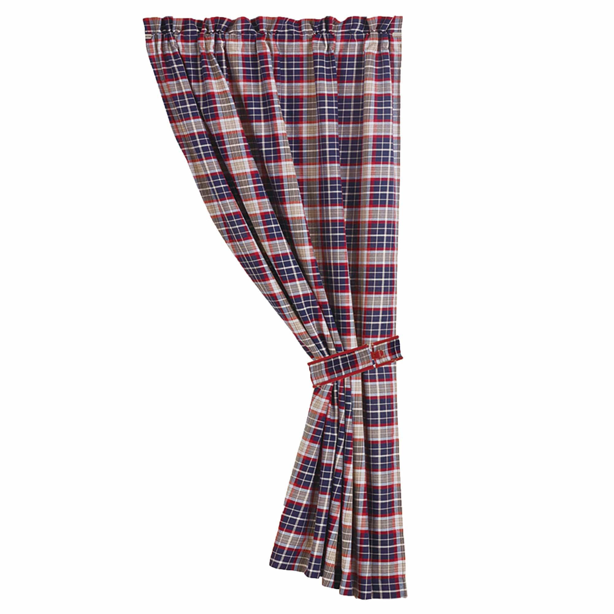 Blue plaid curtain with tieback, 48x84 Sale-Curtain