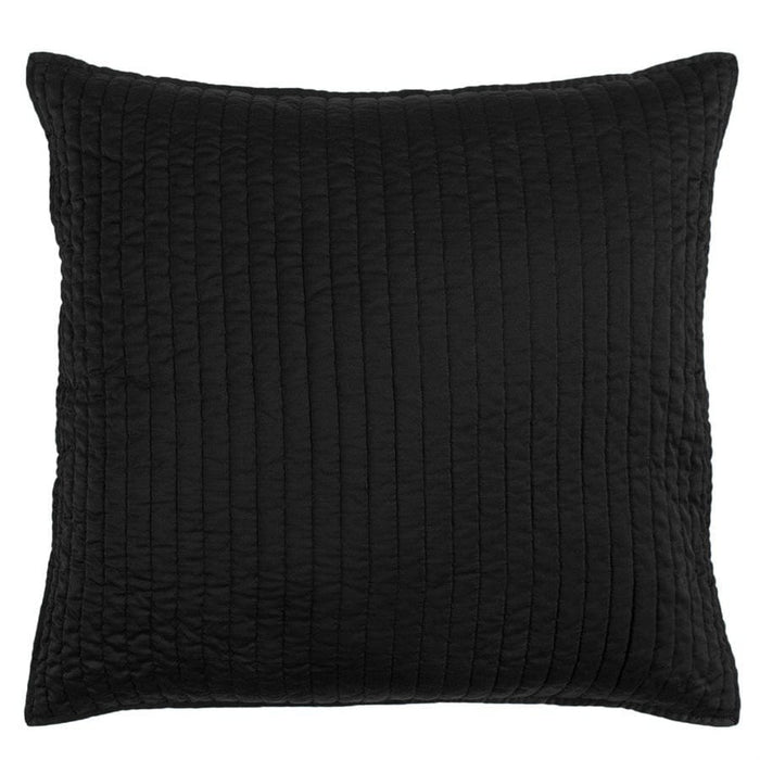 Satin Channel Quilted Euro Sham Black Sham