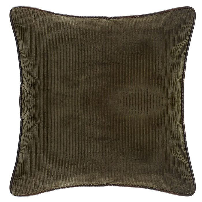 Green Corduroy Euro Sham Reversed to Tan Suede Sham