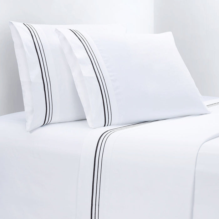 350TC Embroidered Border Sheet Set Queen / Black Sheet