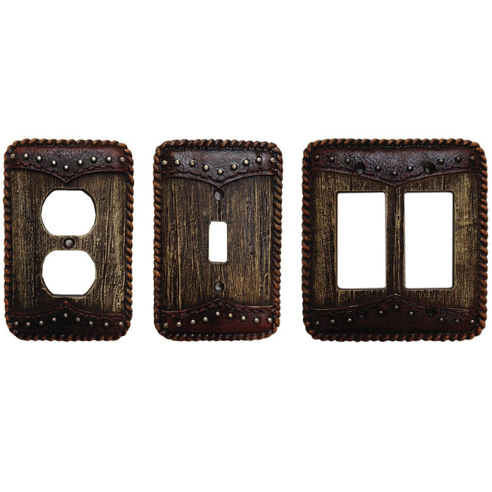 Woodgrain w/ Double Yoke Single Switch Wall Plate Switch Plates & Outlet Covers