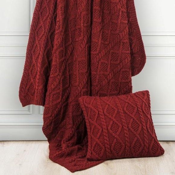 Cable Knit Soft Wool Throw Blanket Throw