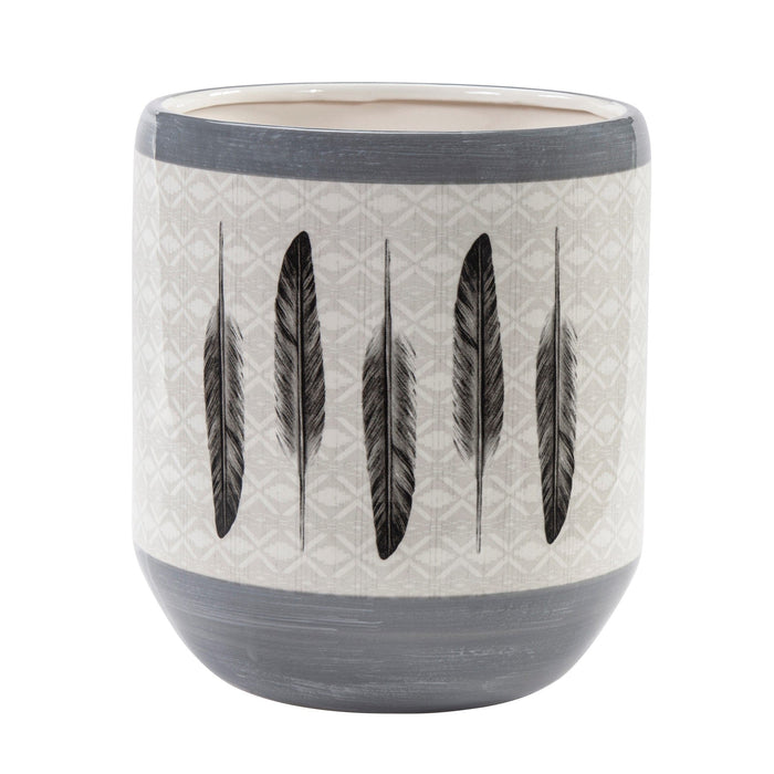 Feather Design Ceramic Wastebasket Wastebasket