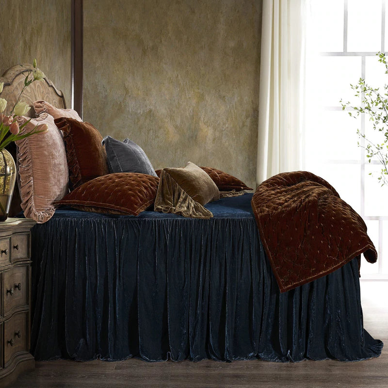 Stella Faux Silk Velvet Bedspread (Midnight Blue) - Shop The Look