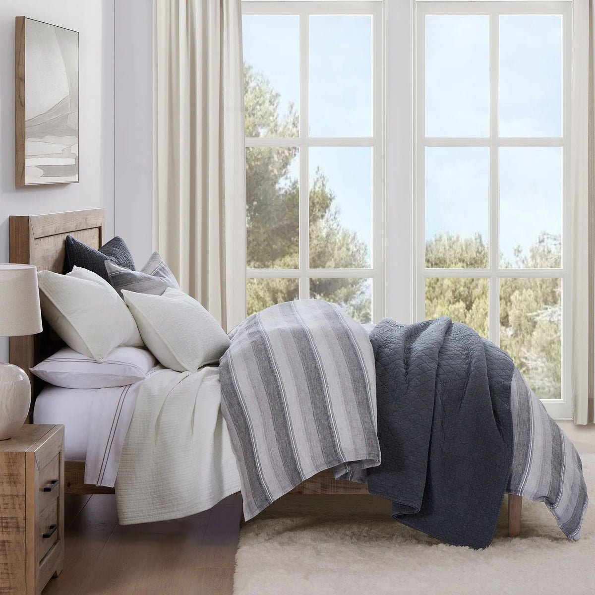 100% Linen Variegated Stripe (Charcoal) - Shop The Look