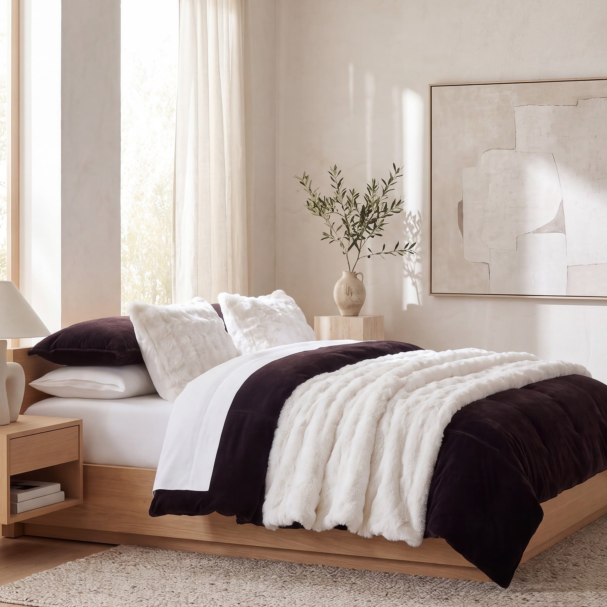 Cottontail Faux Fur Comforter Set Twin / White Comforter