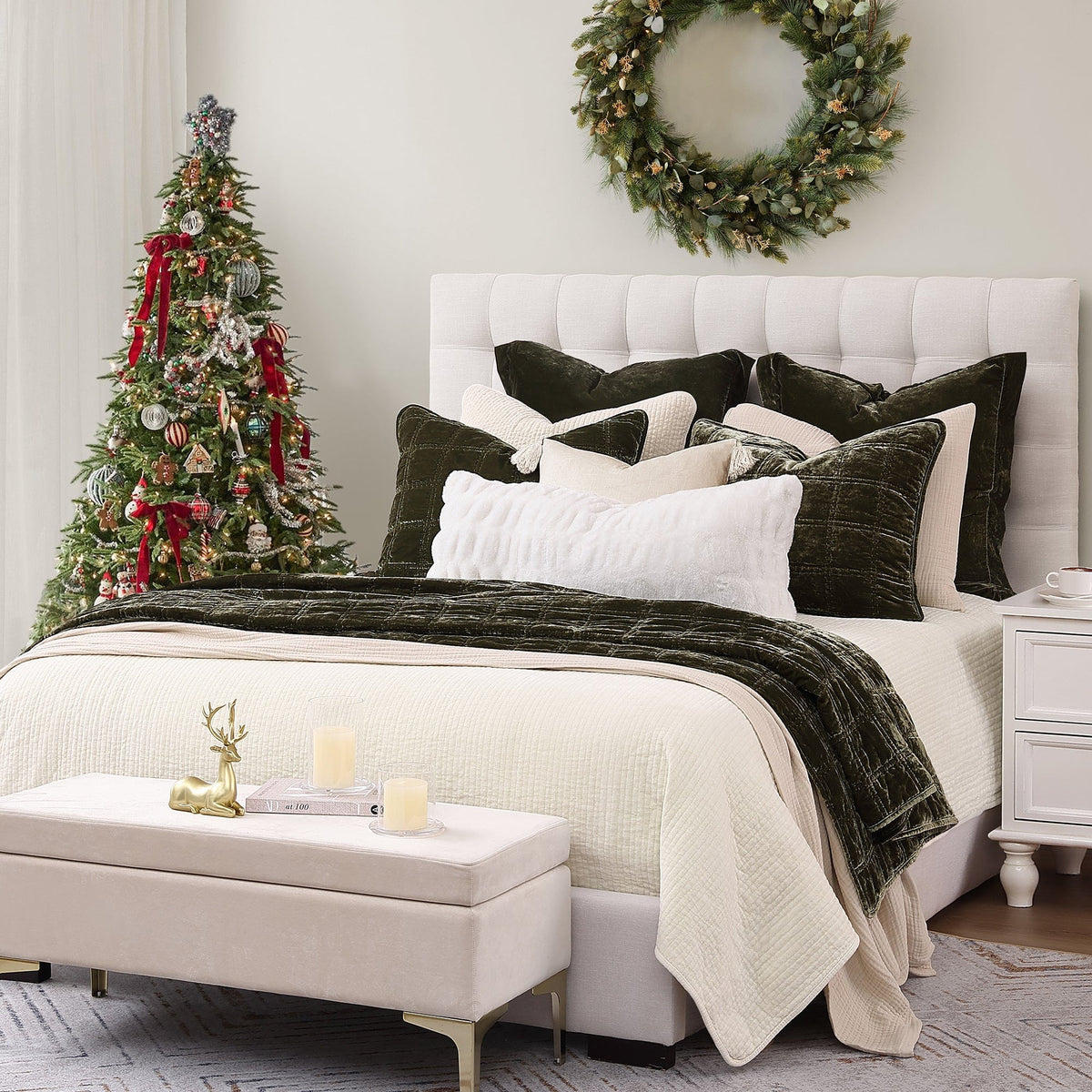 Stella  Double Box Stitch Holiday Bedding - Shop the Look