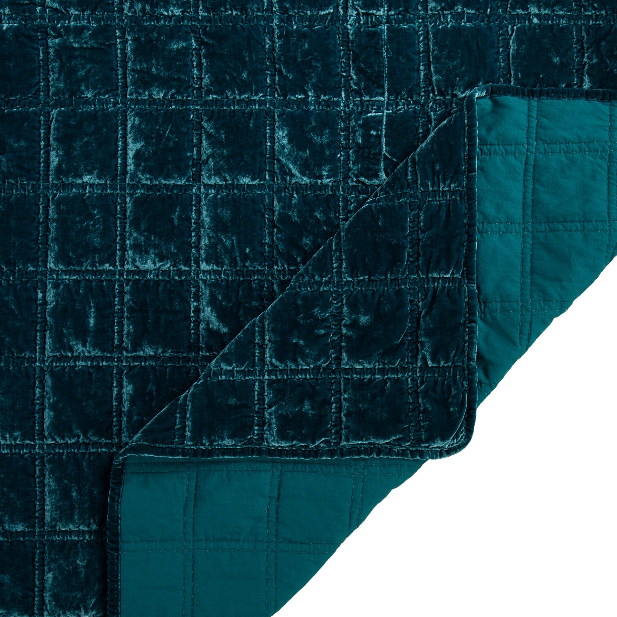 Stella Faux Silk Velvet Double Box Stitch Quilt Set