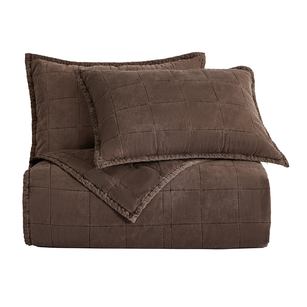 Cotton Canvas Box Stitch Coverlet Set Coverlet