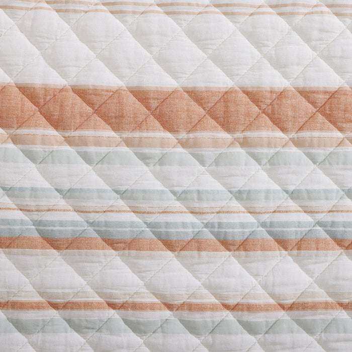 Mystic Stripe Cotton Gauze Swatch Coral Swatch