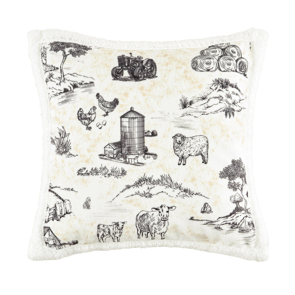 Farm Life Campfire Sherpa Pillow Brown Pillow