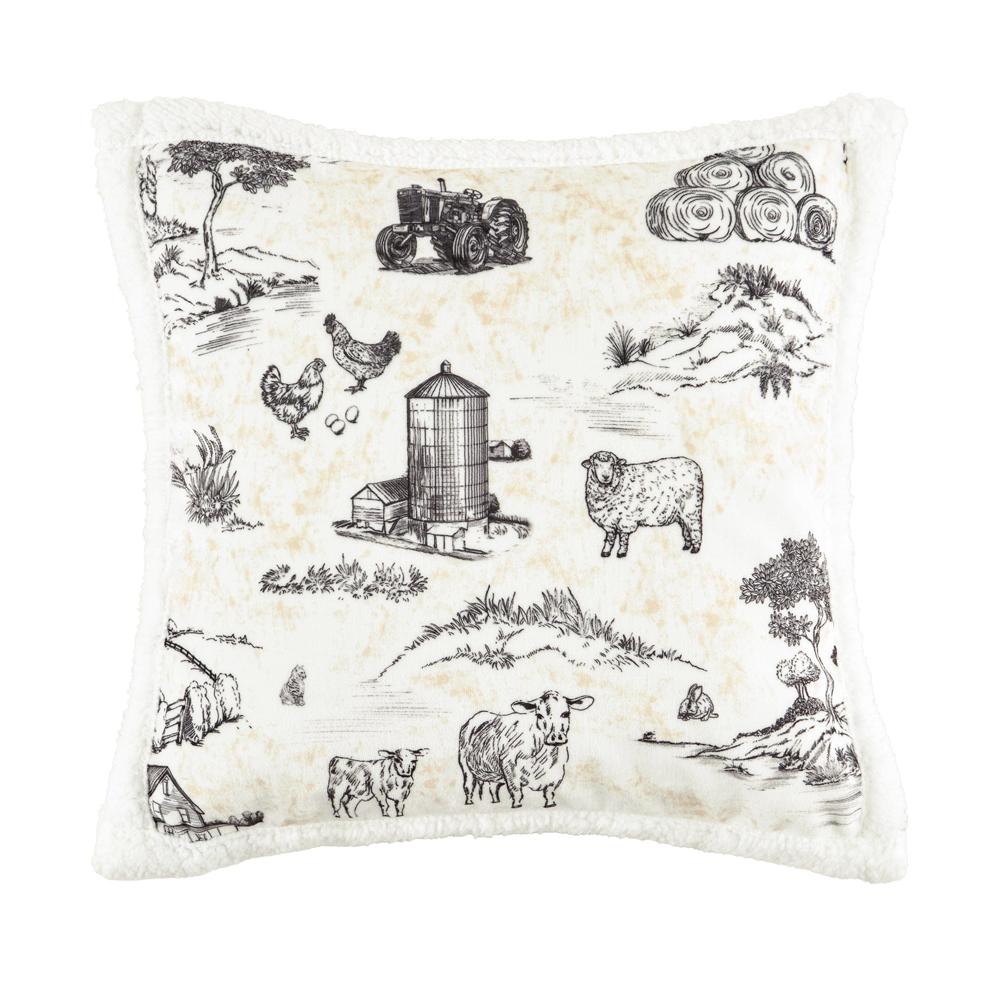 Farm Life Campfire Sherpa Pillow Brown Pillow