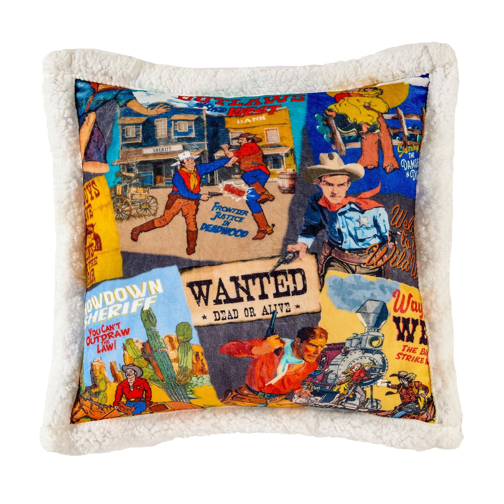 Bandits & Heroes Campfire Sherpa Pillow, 6 MOQ Full Canvas Pillow