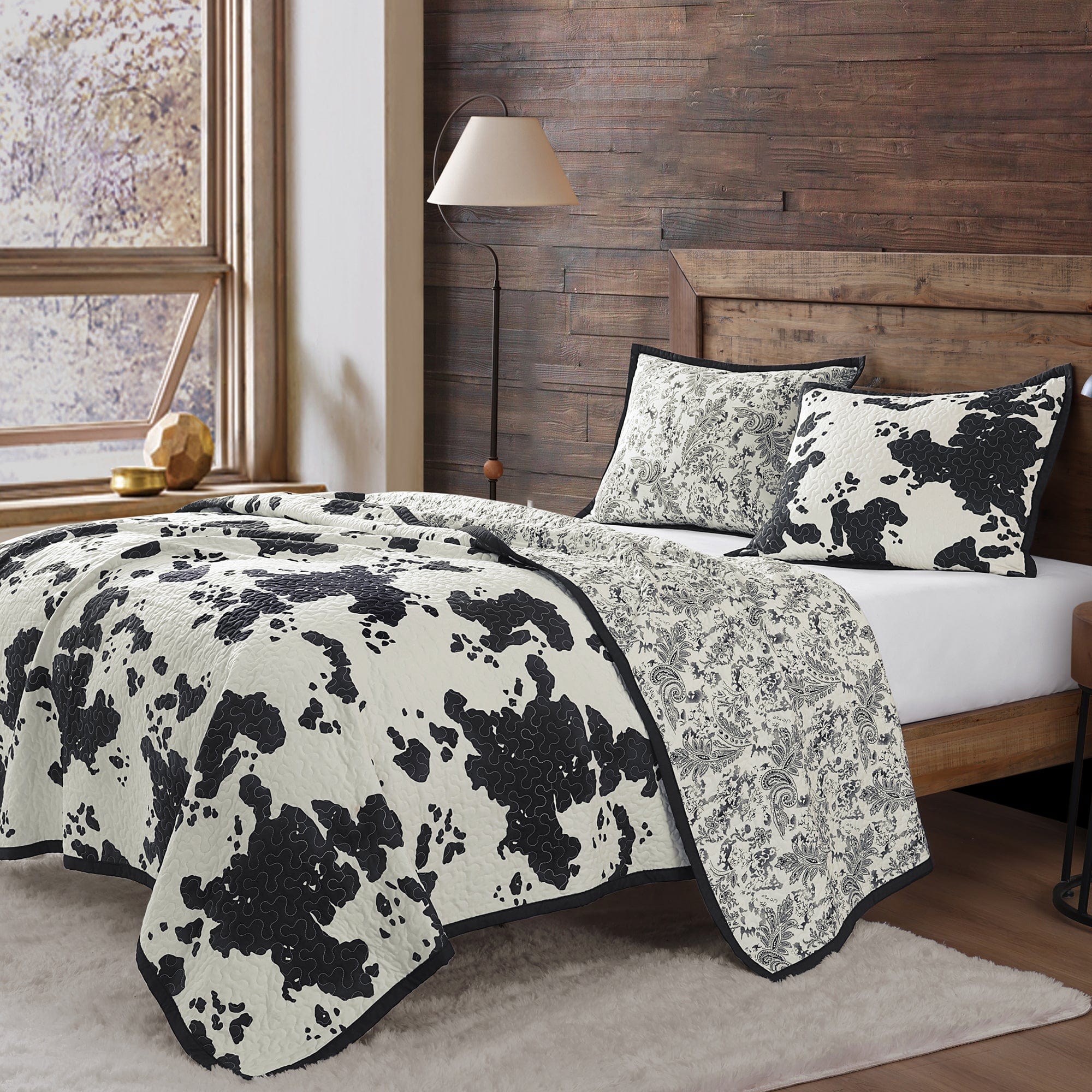 Clara Cowhide Reversible Quilt Set Quilt