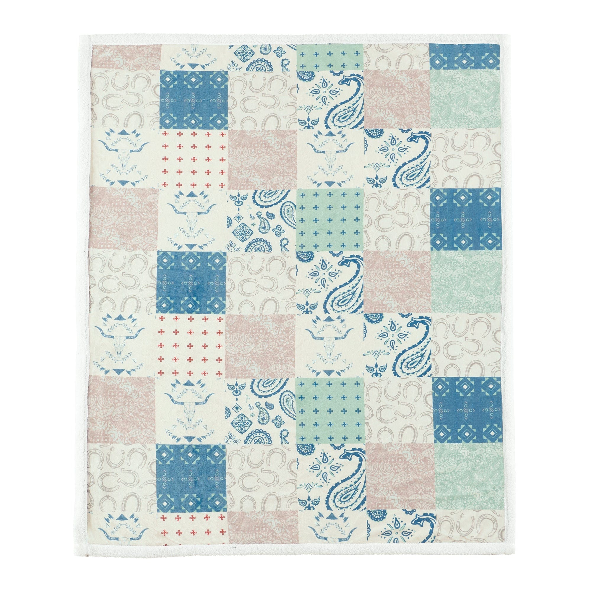 Patchwork Paisley Campfire Sherpa Throw Throw