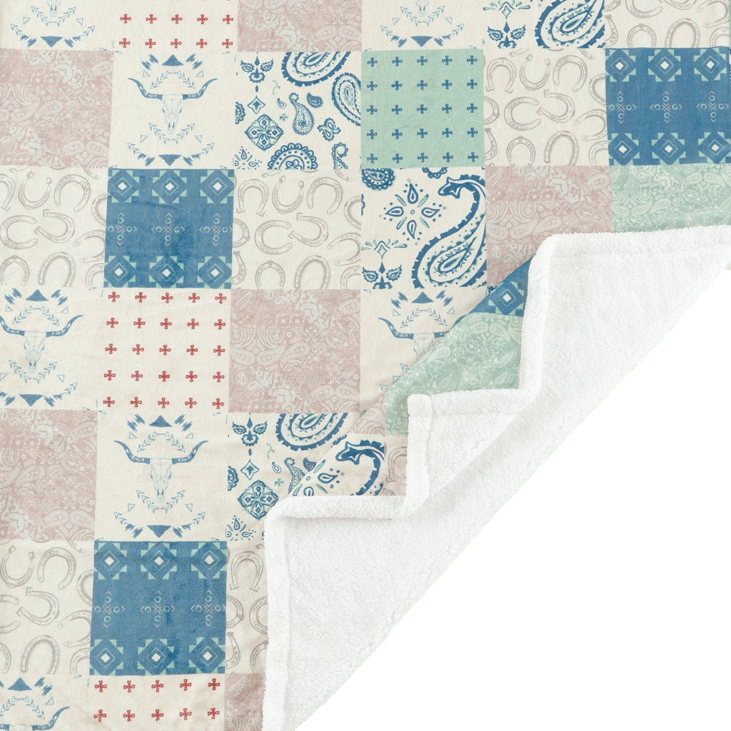 Patchwork Paisley Campfire Sherpa Throw Throw