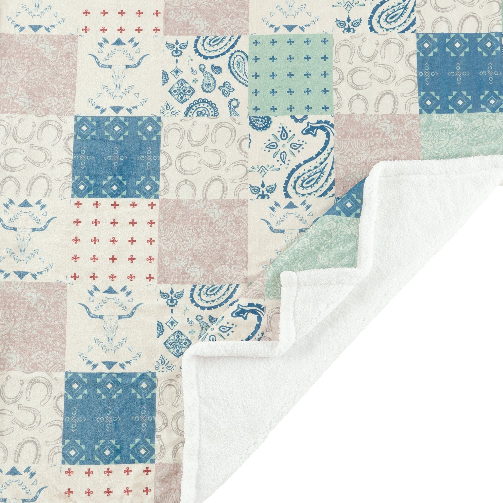 Patchwork Paisley Campfire Sherpa Throw Throw
