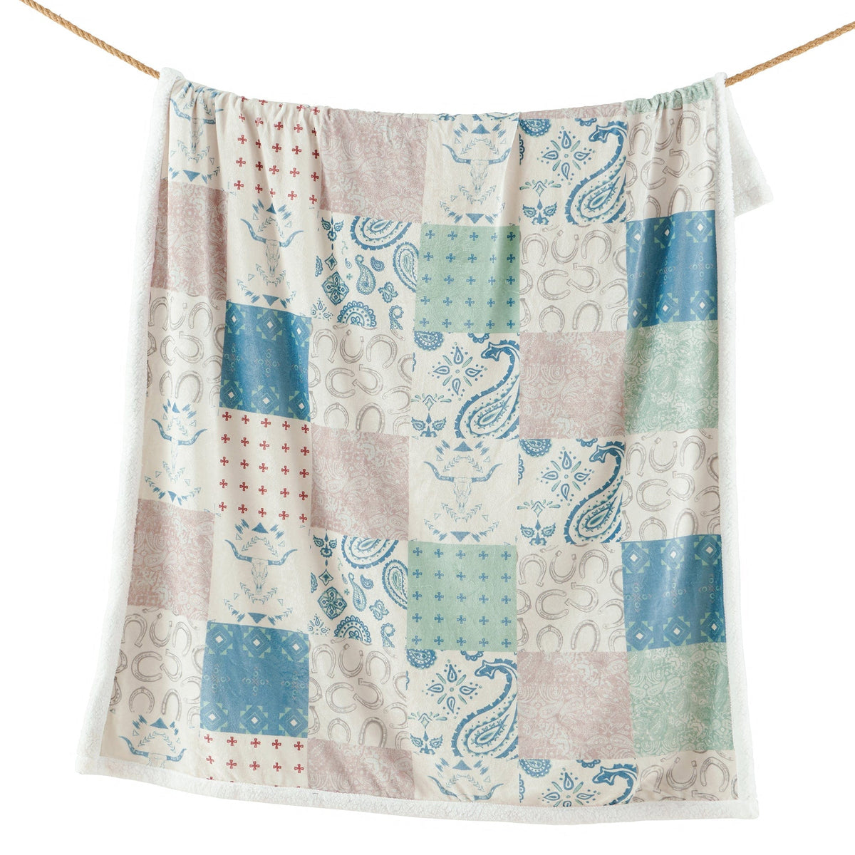 Patchwork Paisley Campfire Sherpa Throw Throw