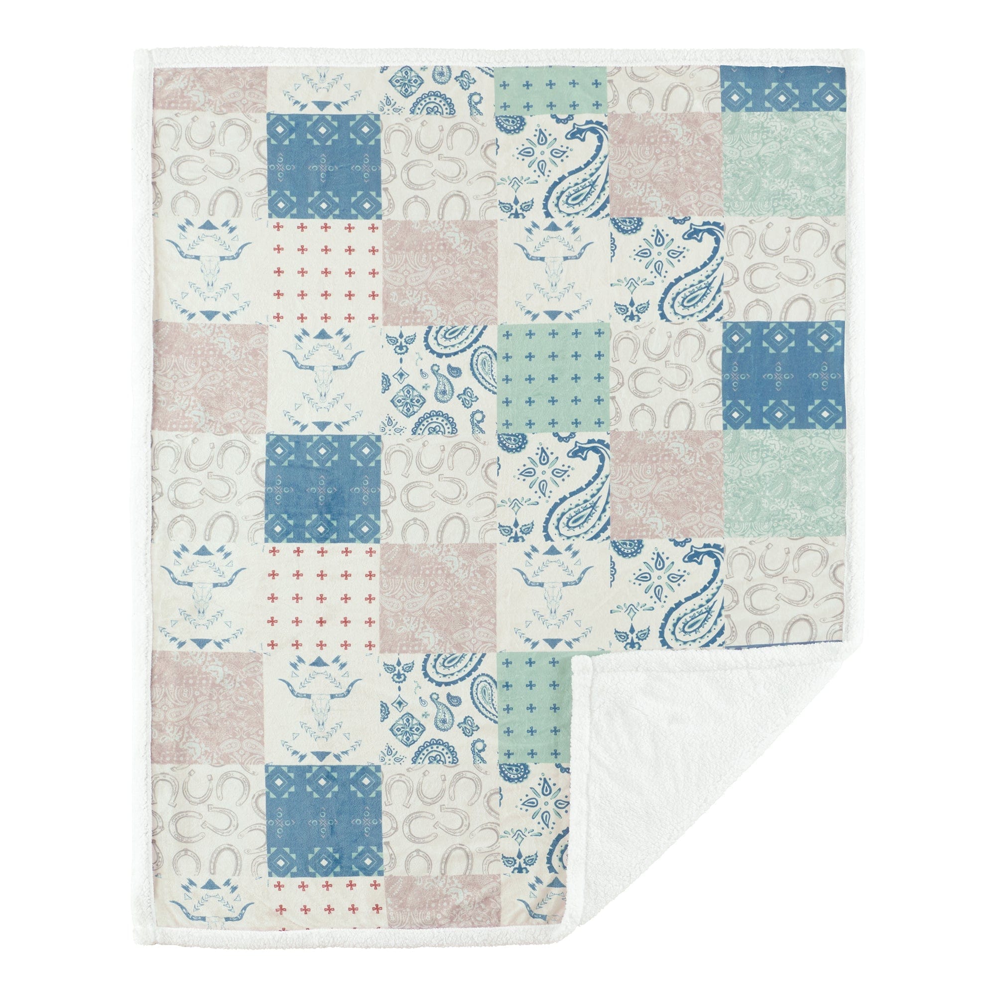 Patchwork Paisley Campfire Sherpa Throw Throw