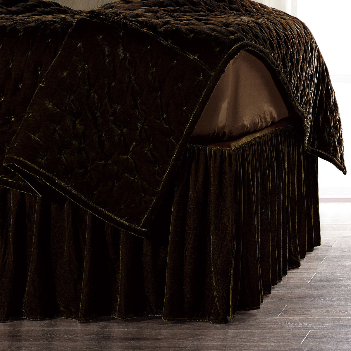 Stella faux silk velvet bed skirt